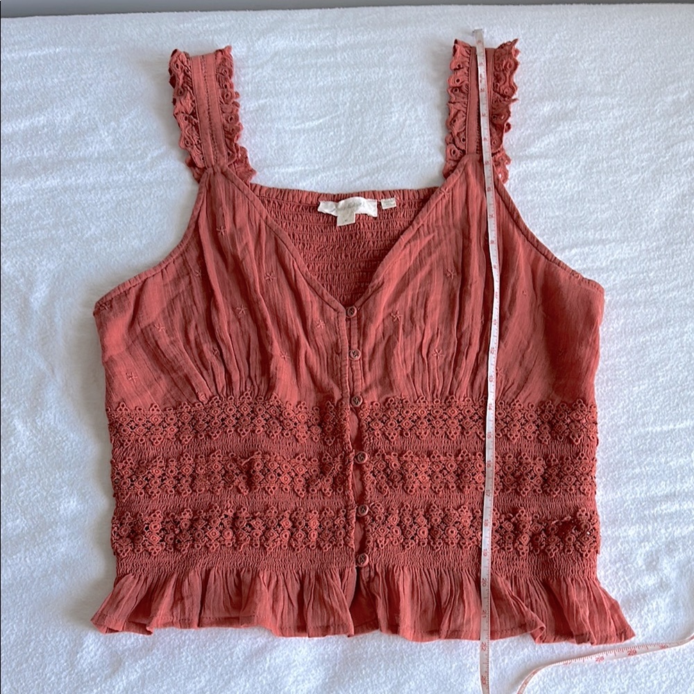ANTHROPOLOGIE Rust Eyelet Tank